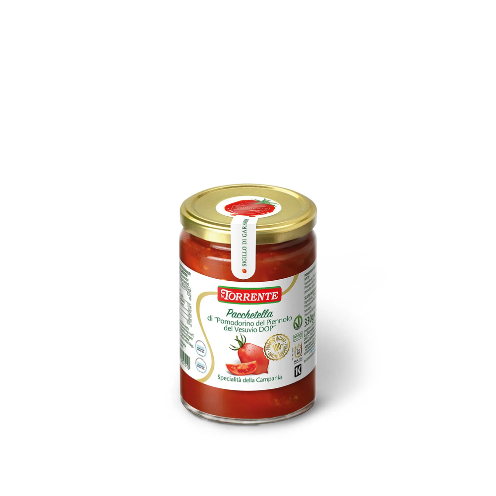 Pacchetella di "Pomodorino del Piennolo del Vesuvio DOP" in vetro